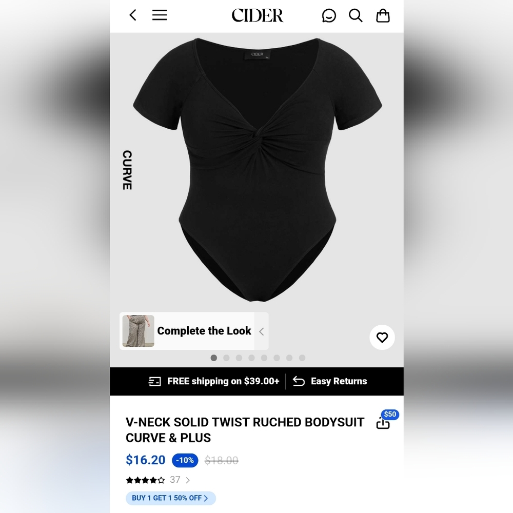 Cider Plus V-Neck Solid Twist Ruched Bodysuit - Picture 6 of 6